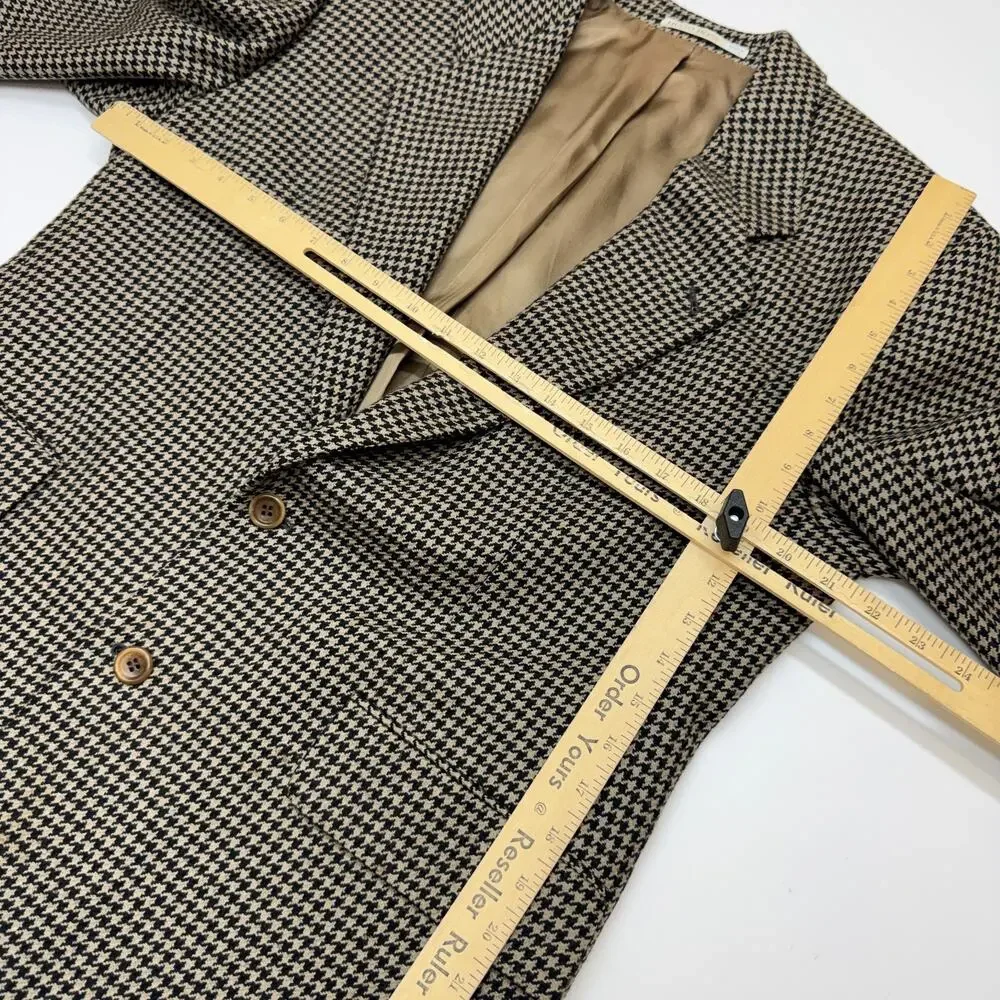 Vintage Mens Hugo Boss Brown Houndstooth Sport Coat Blazer Suit Jacket 38R USA